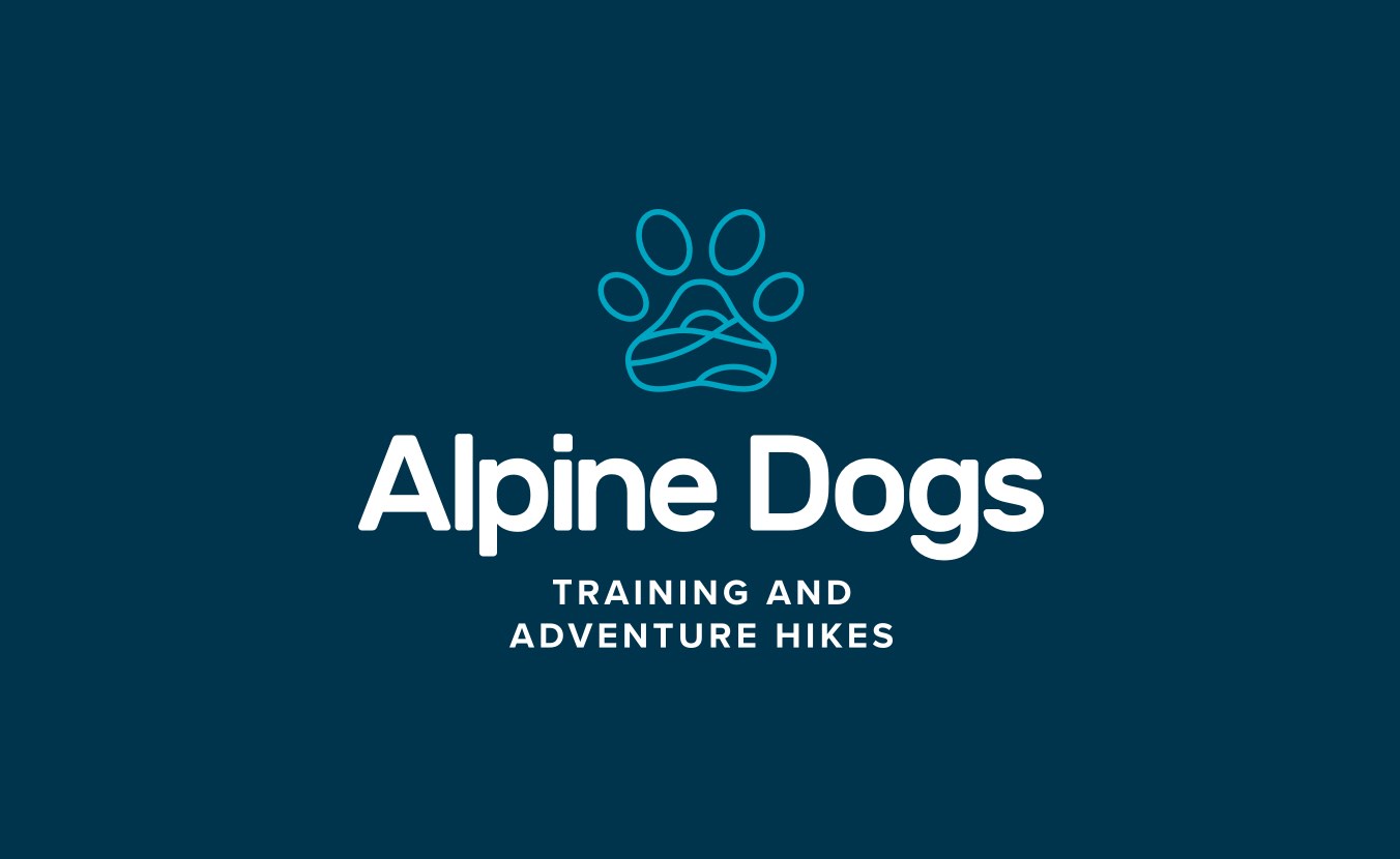 Alpine Dogs Logo Lockup on blue
